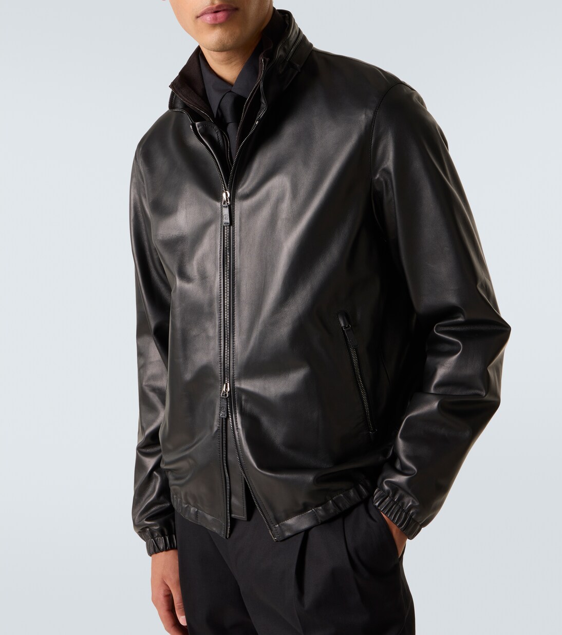 Leather jacket in black - Giorgio Armani | Mytheresa