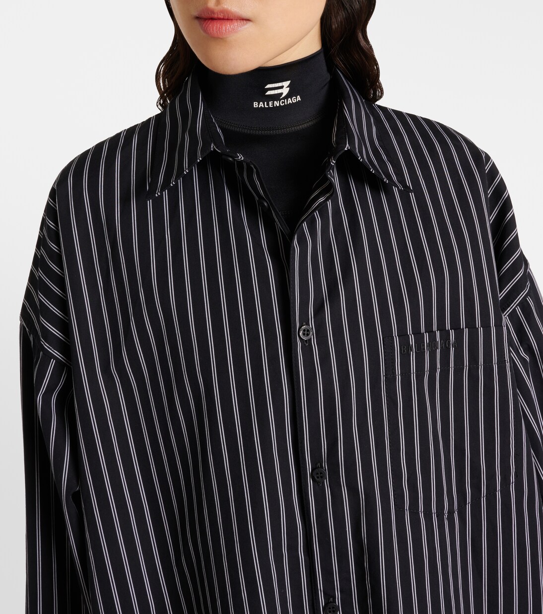 Flatground striped cotton shirt in black - Balenciaga | Mytheresa