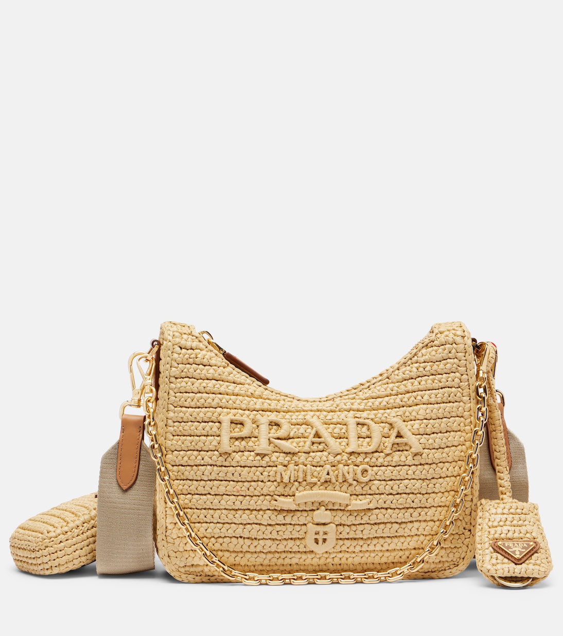 Prada Re-Edition 2005 crochet shoulder bag in beige - Prada