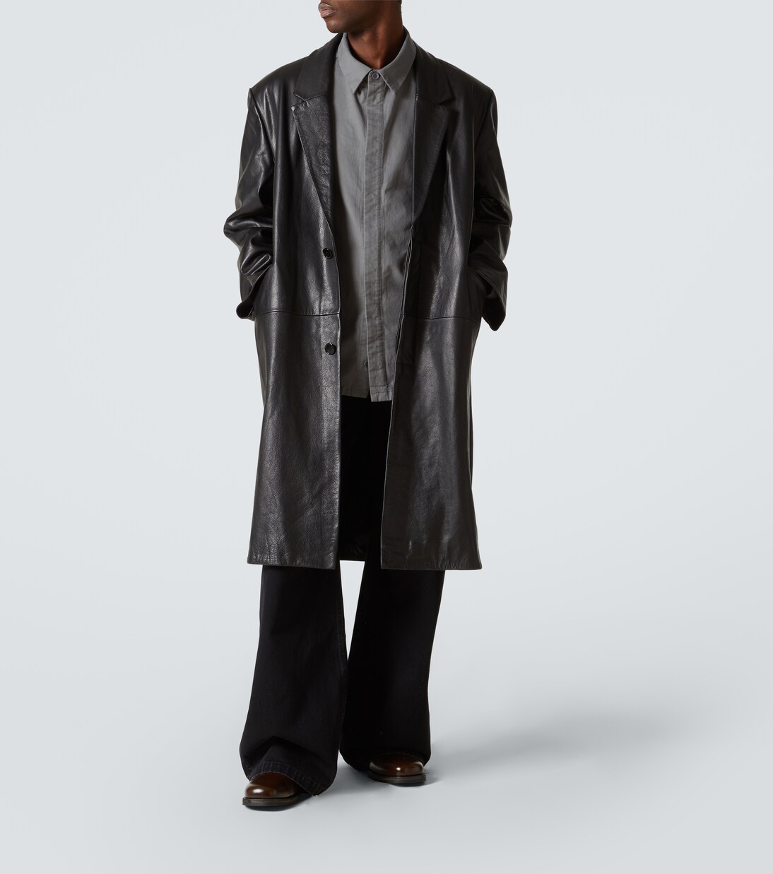 Oversized leather coat in black - Entire Studios | Mytheresa