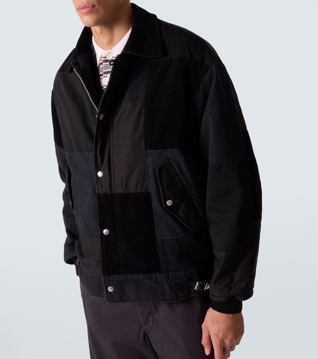 Paneled cotton Oxford jacket in black - Comme Des Garcons Homme