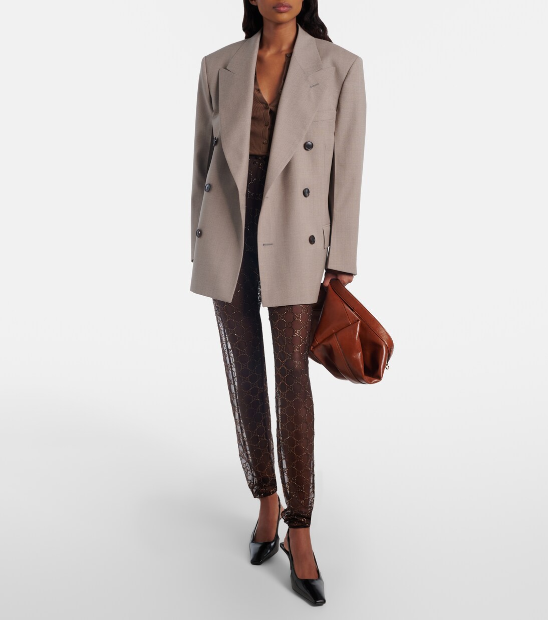 Leather slingback pumps in black - Gucci | Mytheresa