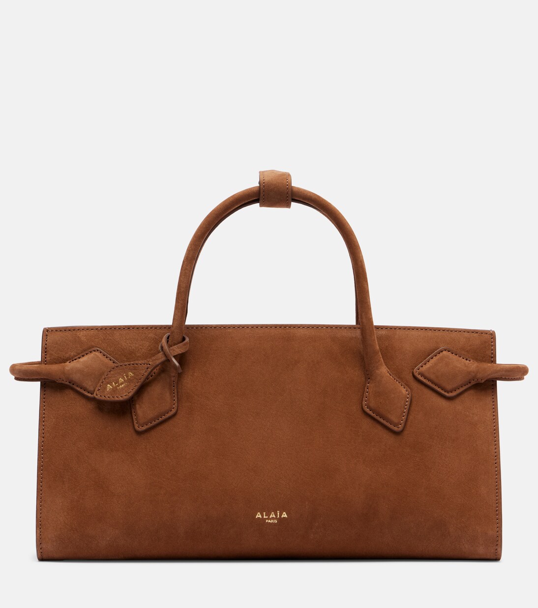 Suede tote bag in brown - Alaia | Mytheresa