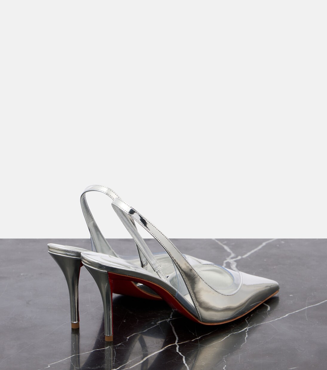 Posticha 80 metallic leather slingback pumps in silver - Christian