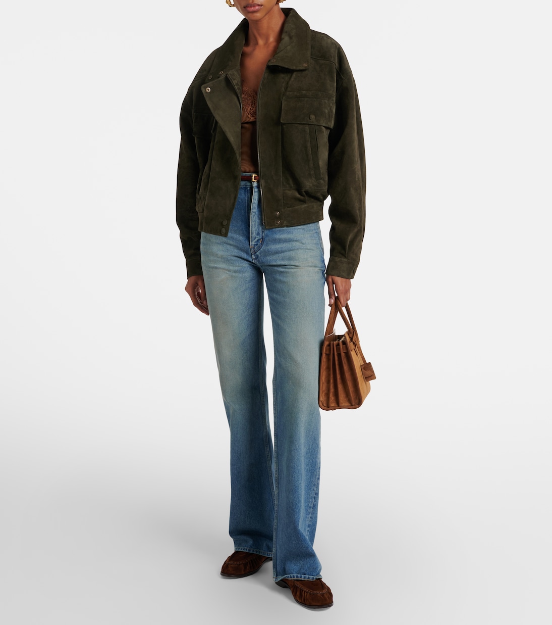 Suede jacket in green - Saint Laurent | Mytheresa