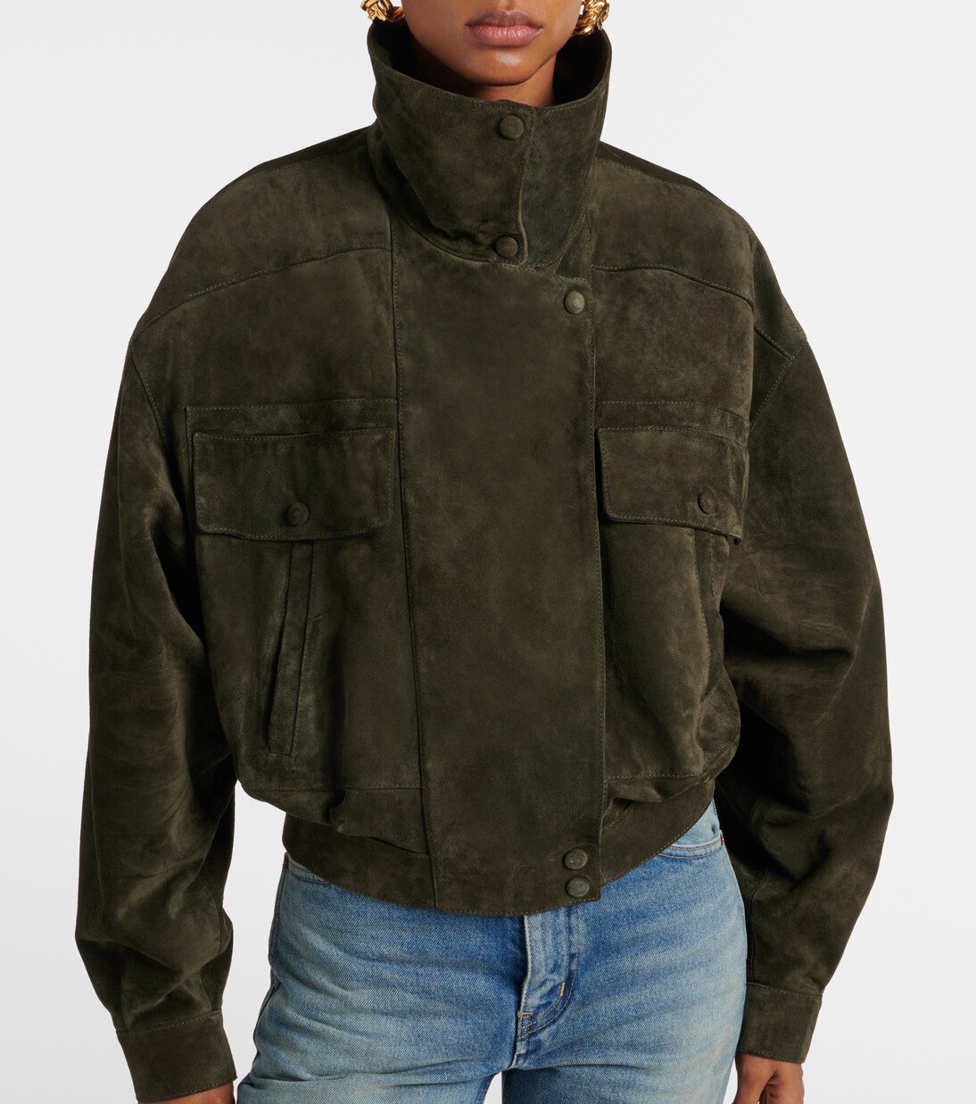 Suede jacket in green - Saint Laurent | Mytheresa