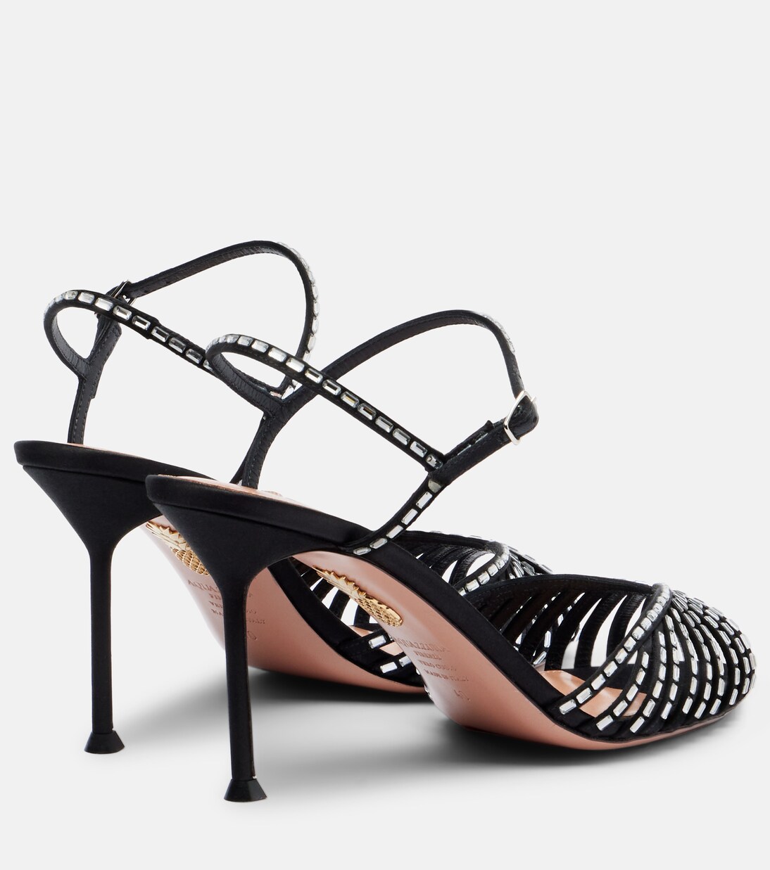 Hold Me 85 crystal-embellished sandals in black - Aquazzura