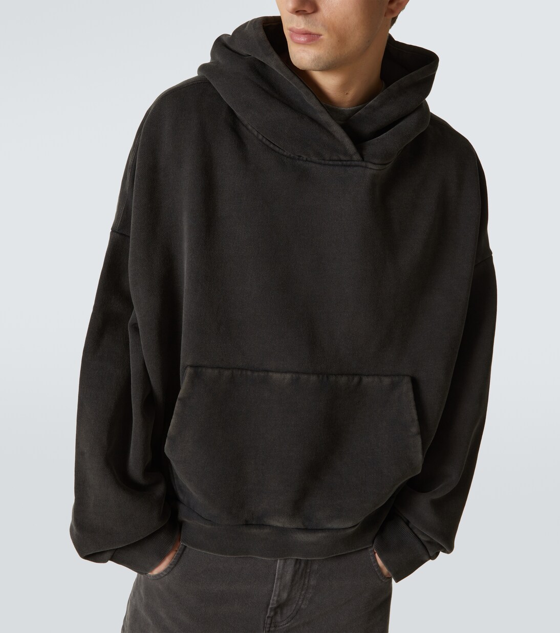 Heavy Hood bleached cotton hoodie in black - Entire Studios