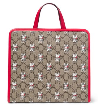 GG Canvas printed leather-trimmed tote bag in beige - Gucci Kids