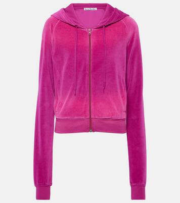 Francess velvet zip-up hoodie in pink - Acne Studios | Mytheresa