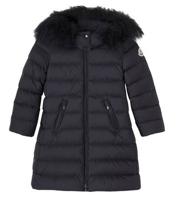 Abelle shearling-trimmed down coat in black - Moncler Enfant
