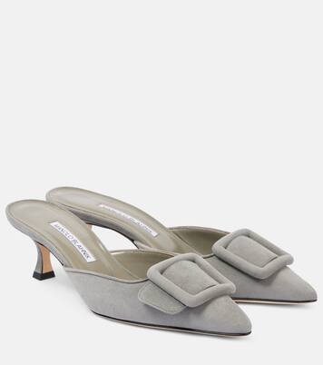 Maysale 50 suede mules in grey - Manolo Blahnik | Mytheresa