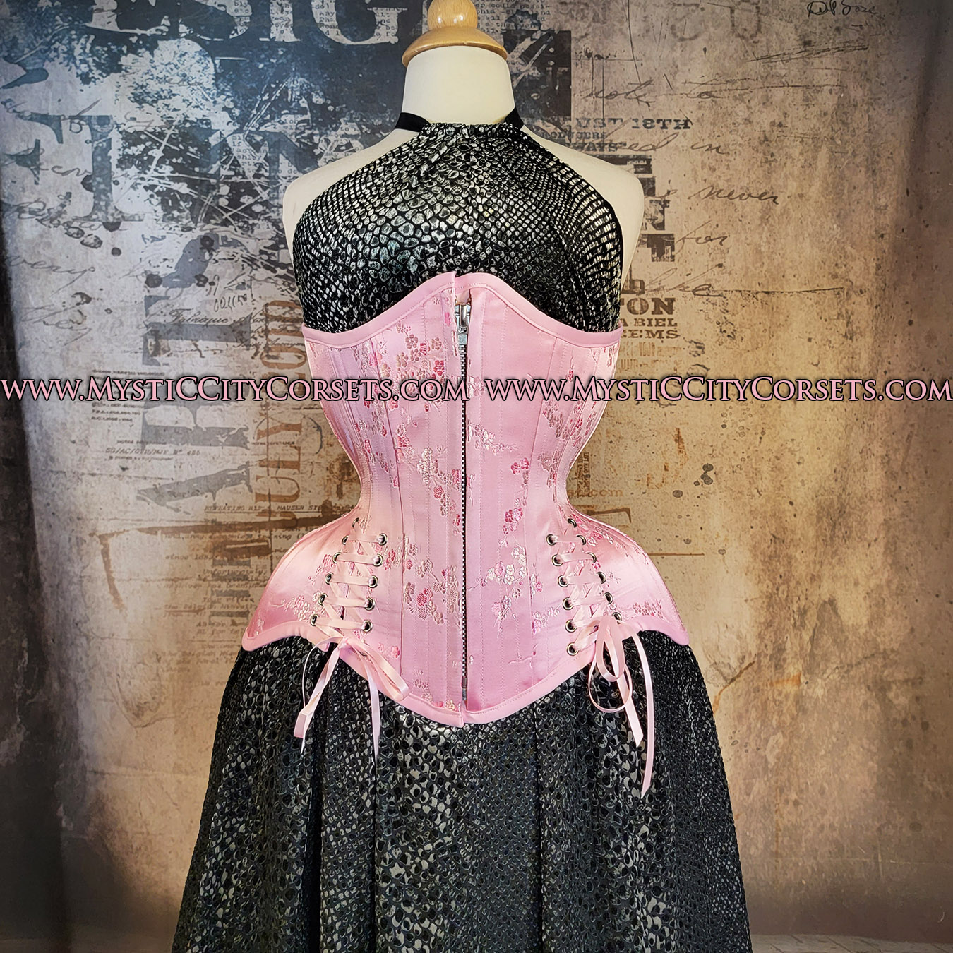 Corset MCC110 Pink brocade Underbust Corset