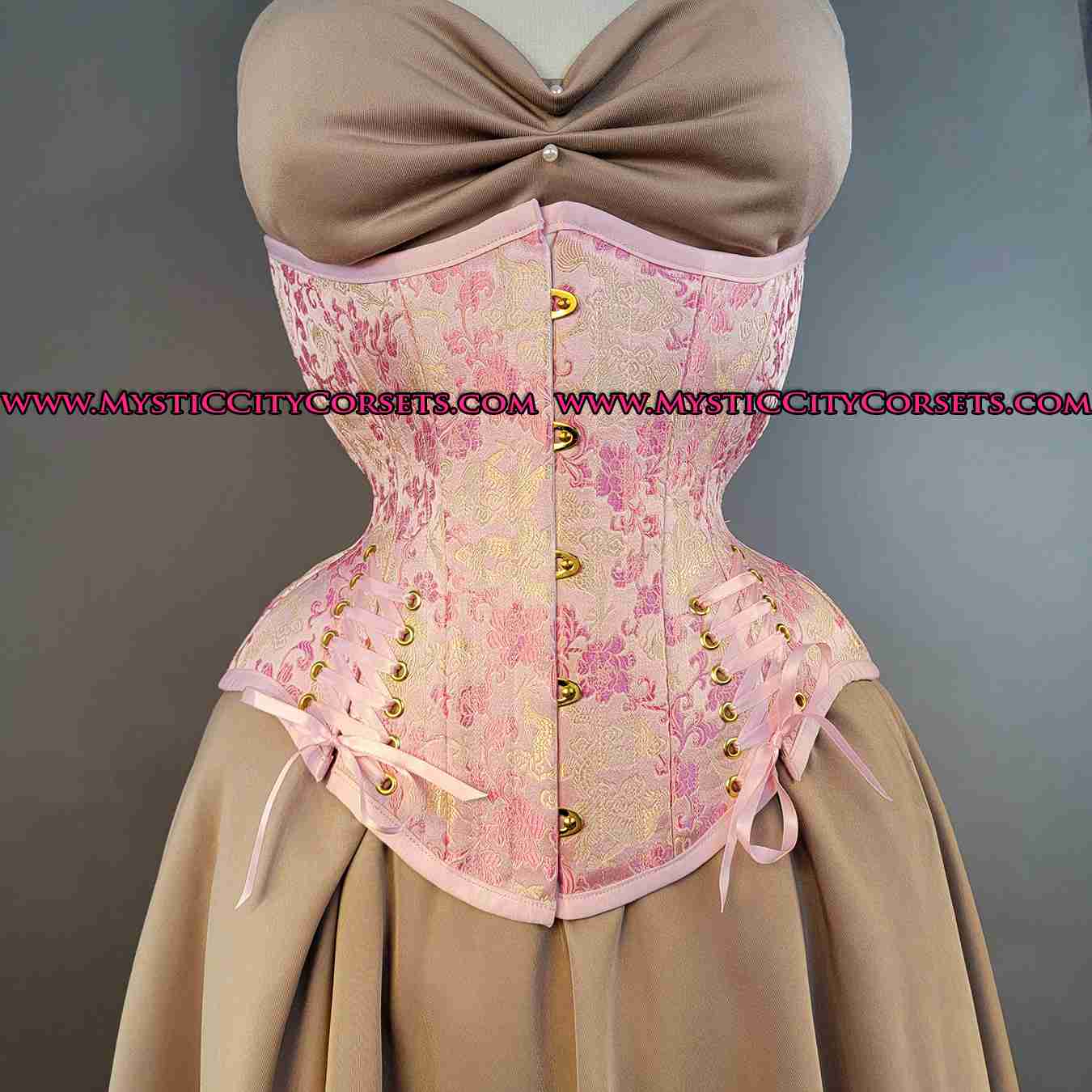 Corset Underbust Pink Dragon Brocade MCC73A