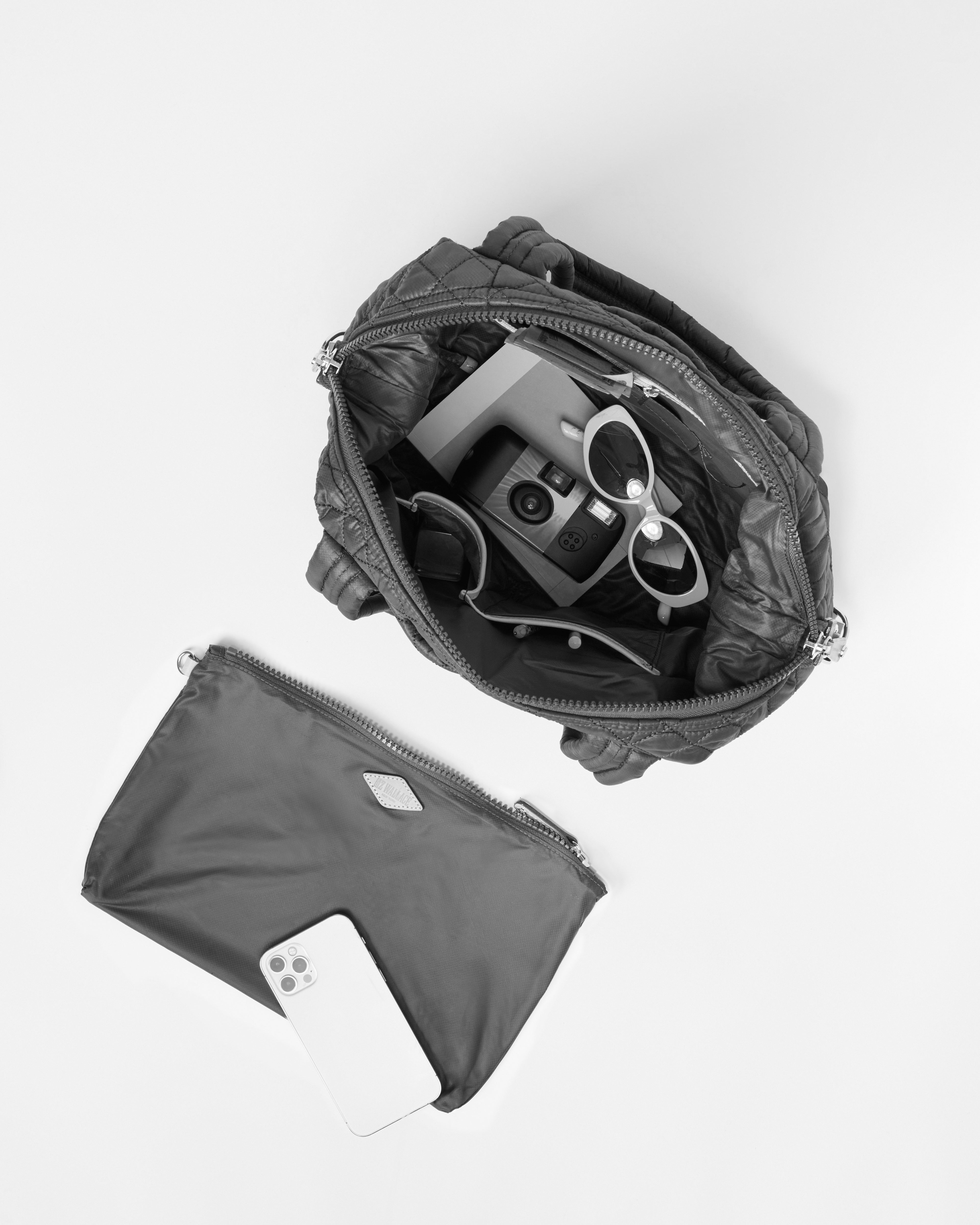 Medium Sutton Deluxe Shoulder Bag in Black Nylon | MZ Wallace