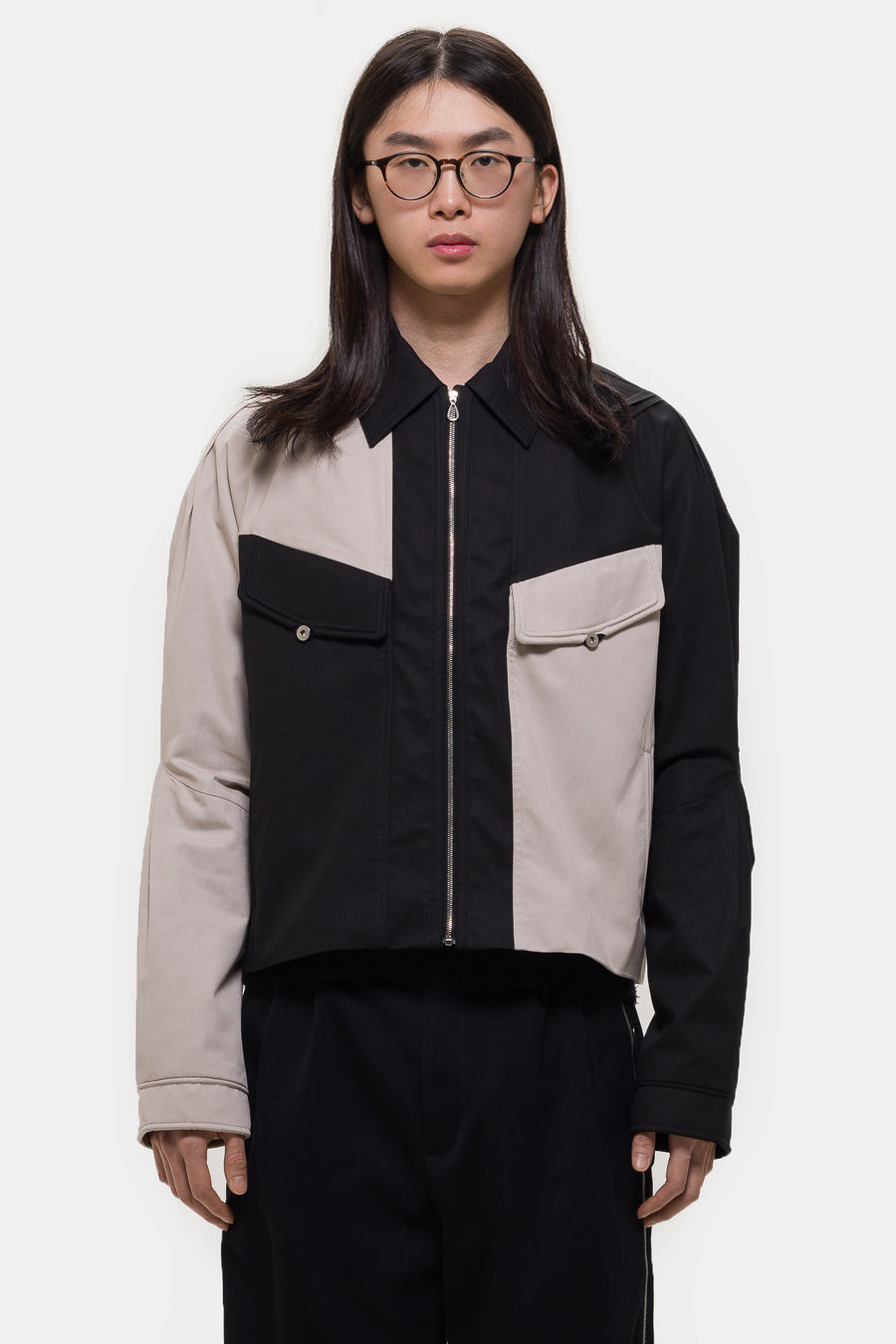 Alec K-Dart Blouson Jacket in Seedpearl/Black Sable