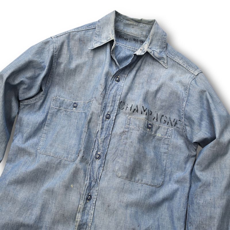 60's【ビンテージ】【U.S.NAVY】 【シャンブレーシャツ】【コットン