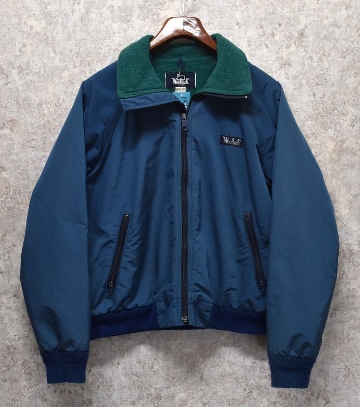 80's【USA製】ビンテージ【Woolrich】ウールリッチ【紺x緑】【フリース