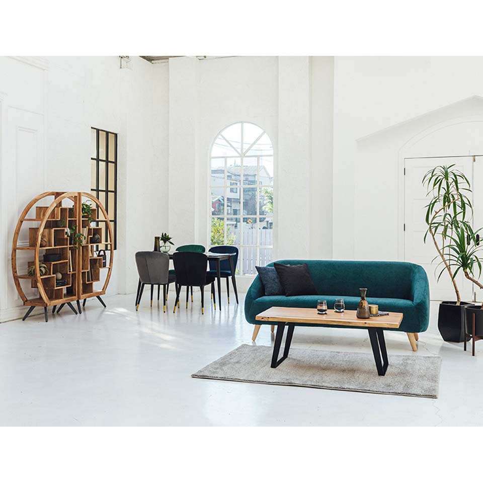 ソファALEXIA 3人掛け ピーコックグリーン【送料・開梱設置無料