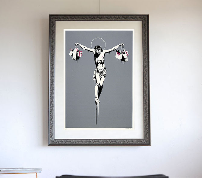 Banksy（バンクシー）- Christ with Shopping Bags サイン入りの作品を