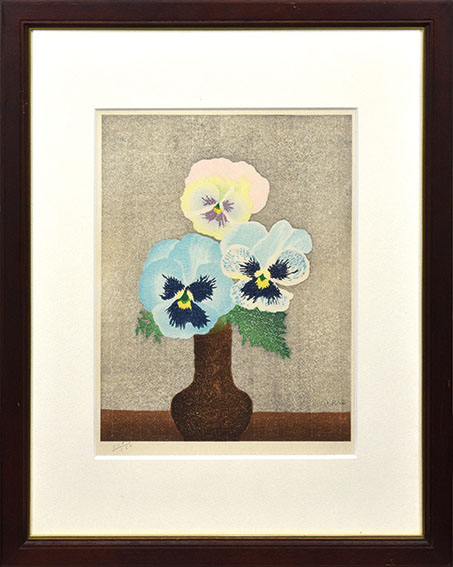 岡鹿之助版画額「パンジー」 | Natsume Books