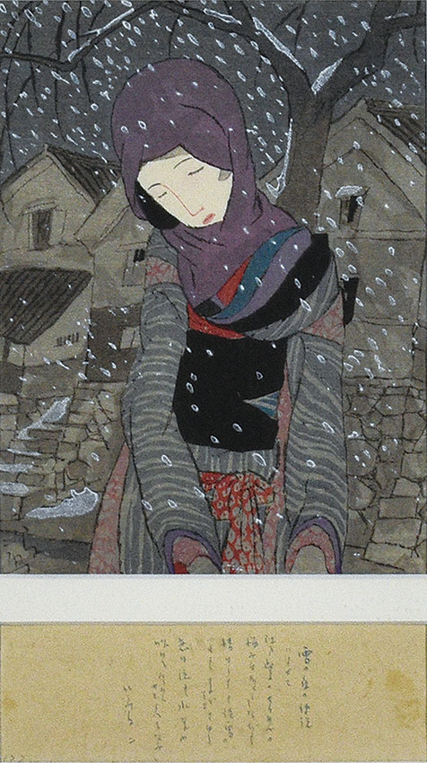 竹久夢二版画額「雪の夜の伝説」 | Natsume Books