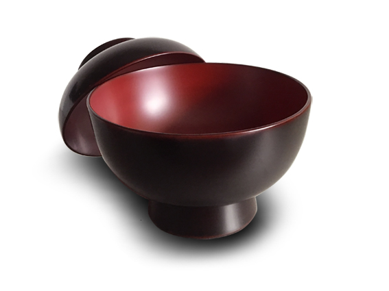 漆器 蓋付椀（栃）雑煮椀 2色 天然木 （古代朱漆塗・溜内朱漆塗
