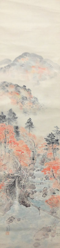 中村左洲 春の渡月橋 秋の塩原 (春秋双幅)/掛け軸 絵画の買取.販売