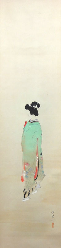 伊東深水 美人図/掛け軸 絵画の買取.販売.表装/長良川画廊