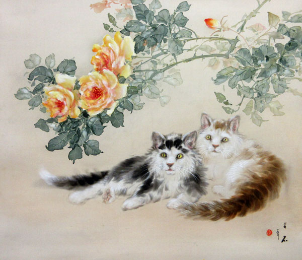 大橋翠石 仔猫之図/Web書画ミュージアム