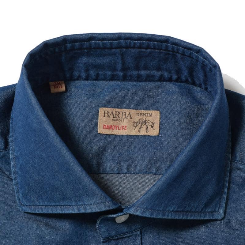 BARBA Dandylife 【バルバ】シャツ ワイドカラー シャンブレー 前立て