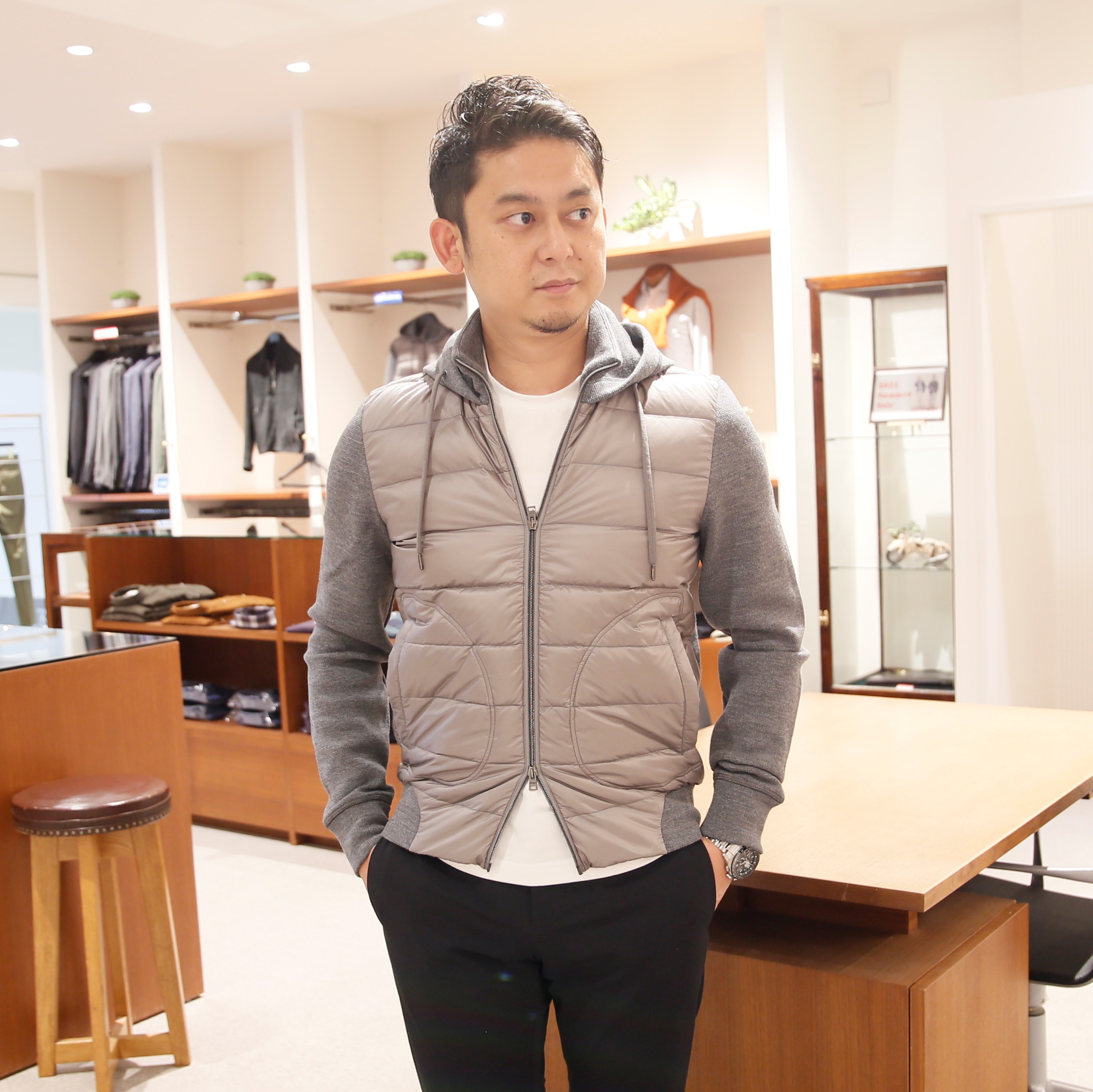 HERNO ヘルノ Resort [秋冬] フーデッド ブルゾン ミラノリブ グレー