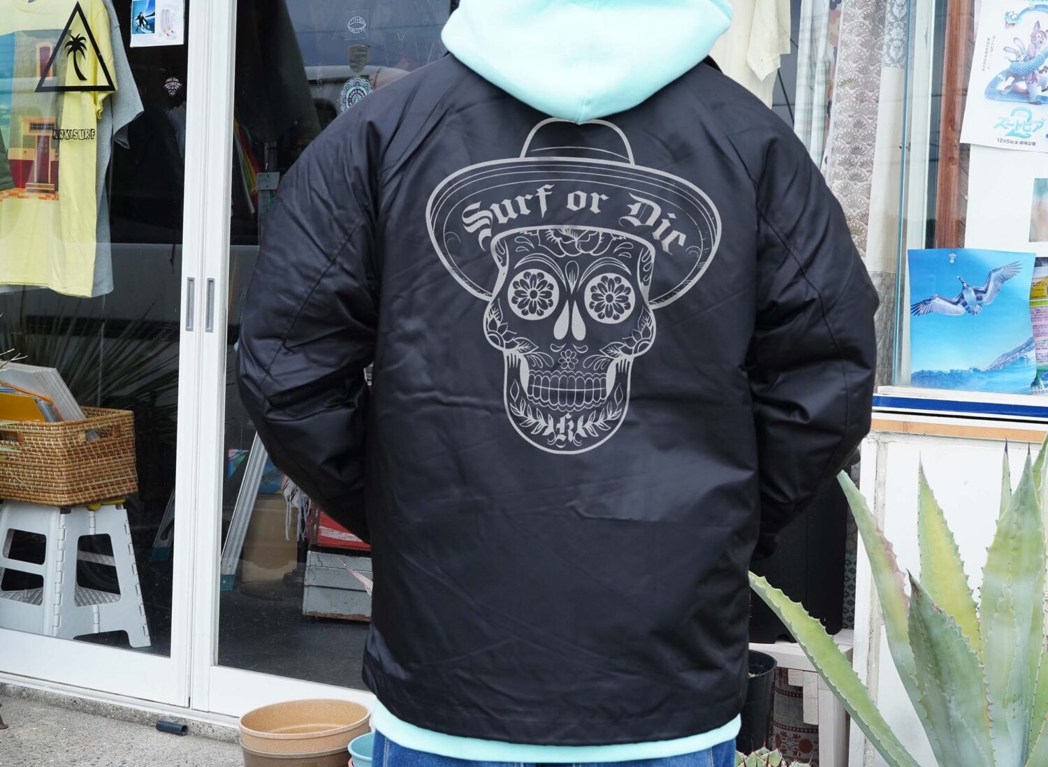 ご予約限定！【Surf or Die Mexican Skull】コーチジャケット（中ボア