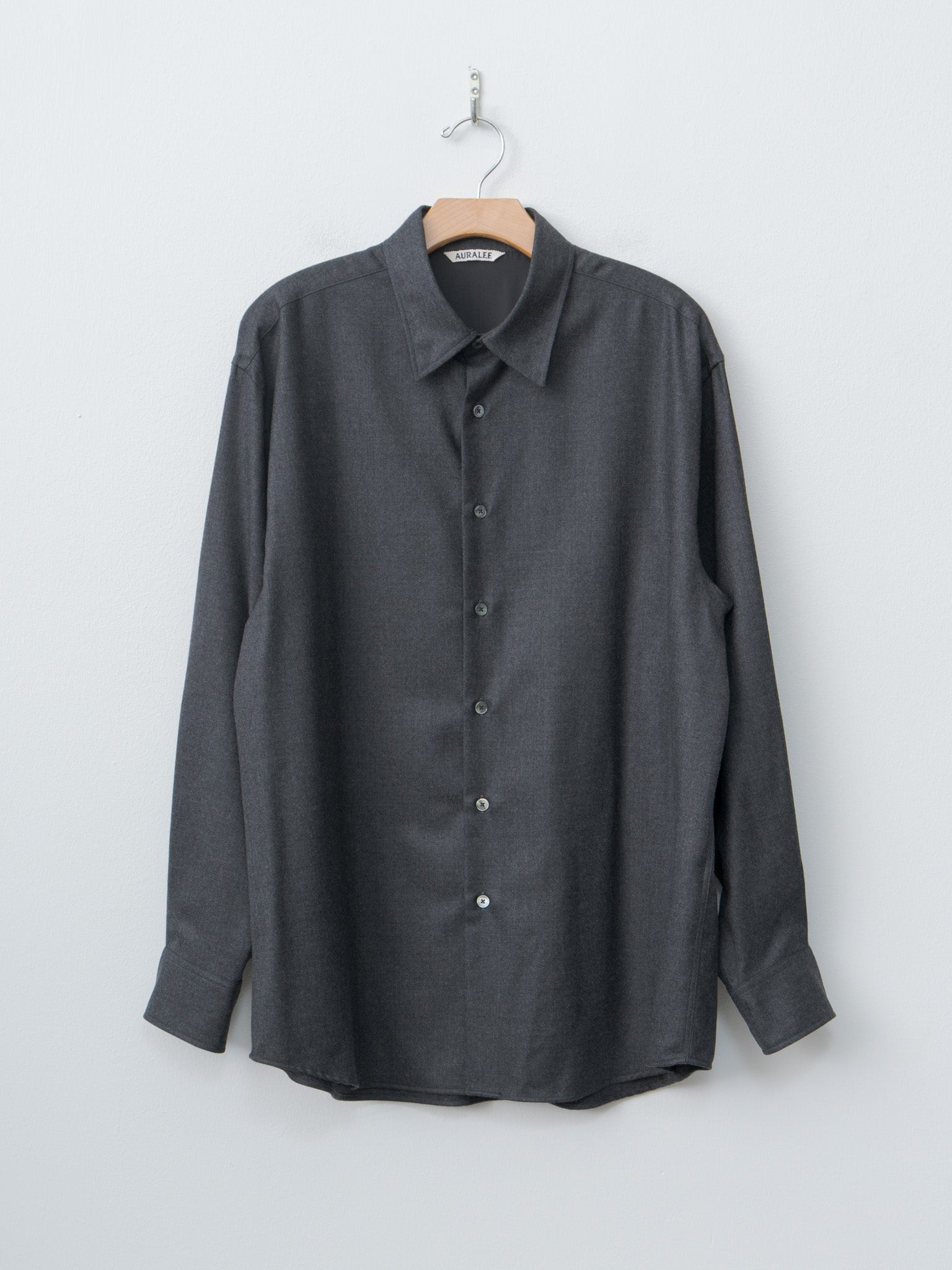 Namu Shop - Auralee Super Light Wool Shirt - Top Charcoal