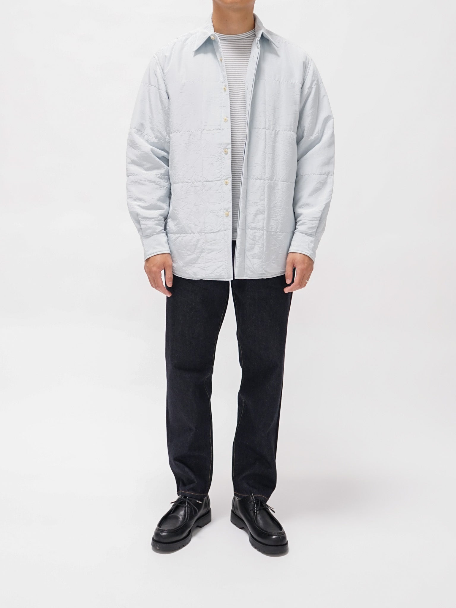 Namu Shop - Auralee Quilted Light Silk Cotton Shirt - Light Blue