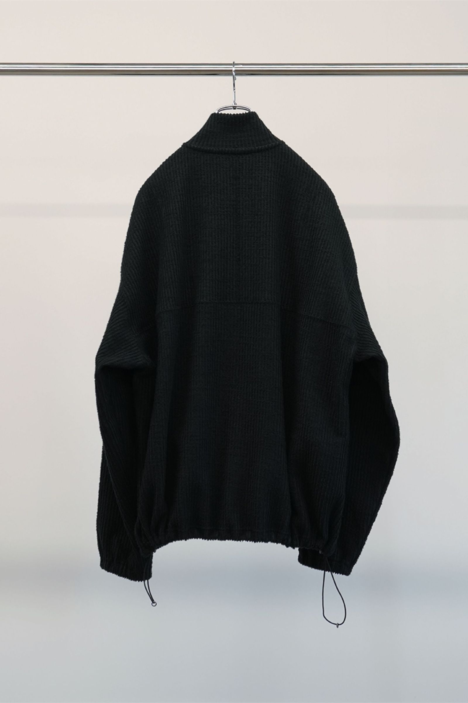 ANCELLM - CUT STRIPE HALF ZIP PULL OVER SHIRT | BLACK | ハーフ