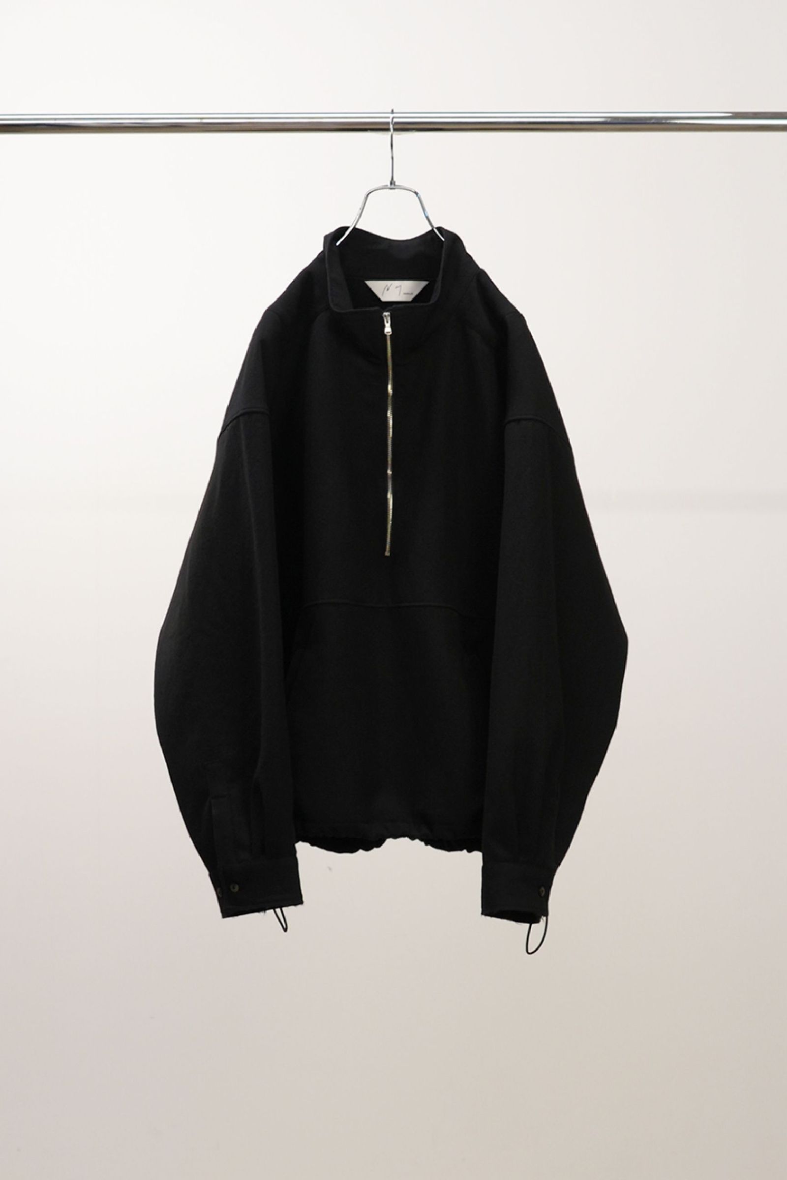 ANCELLM - WOOL HALF ZIP PULL OVER SHIRT | BLACK | ハーフジップ