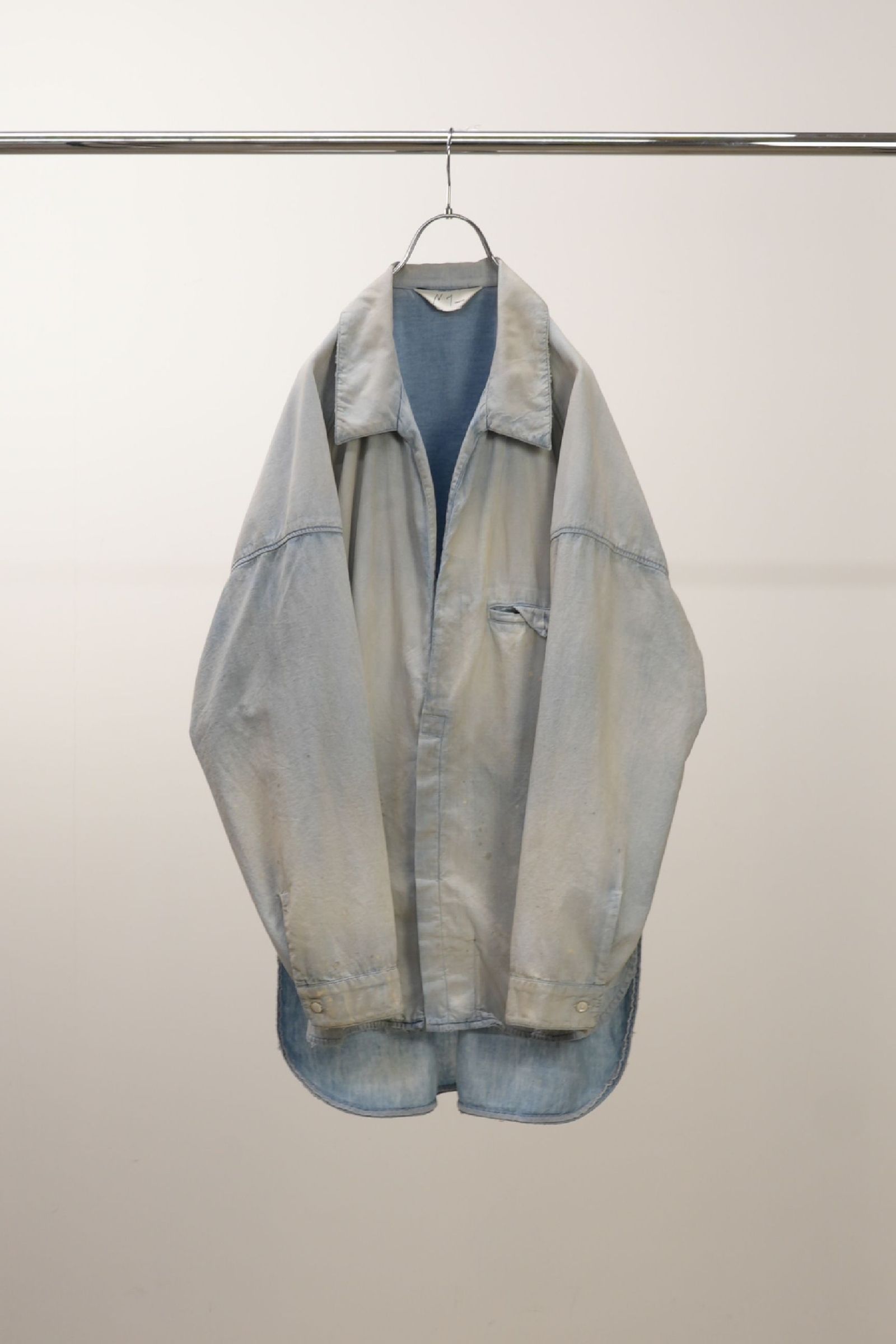 ANCELLM - AGING CHAMBRAY LONG SHIRT | INDIGO | シャンブレーシャツ