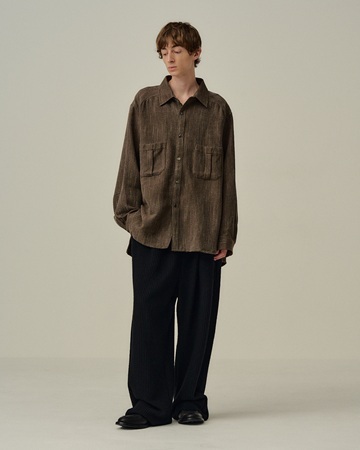 ANCELLM（アンセルム） MELANGE WOOL OVER WORK SHIRT(BLACK) s.t.c