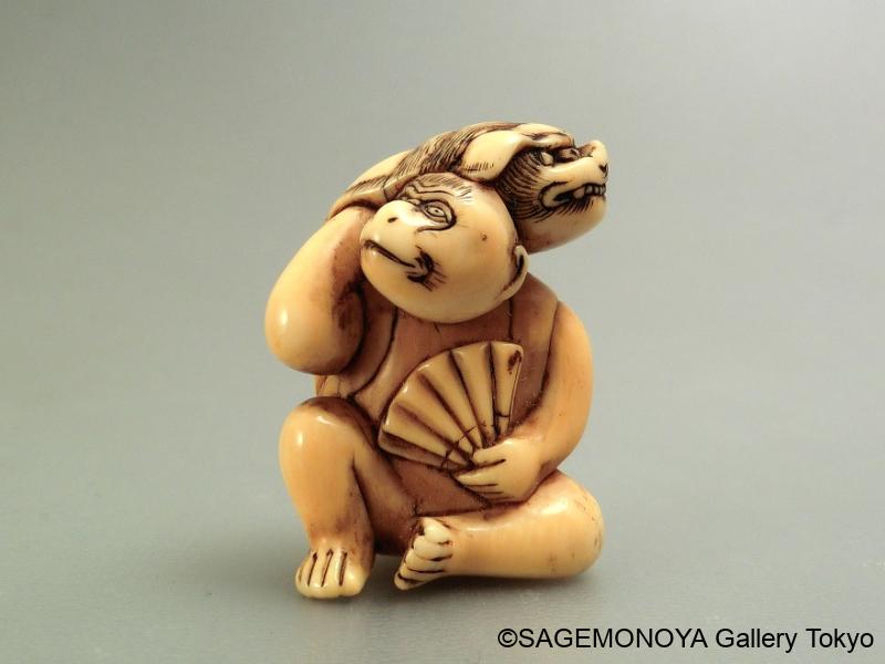 根付 獅子 木彫・45・提げ物 骨董】☆美術工芸 芸術作品 紐止め 鑑賞