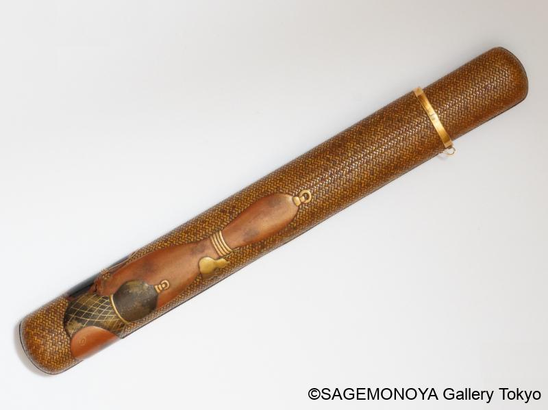 瓢箪図網代地蒔絵煙管筒－煙管筒｜根付専門店「提物屋」
