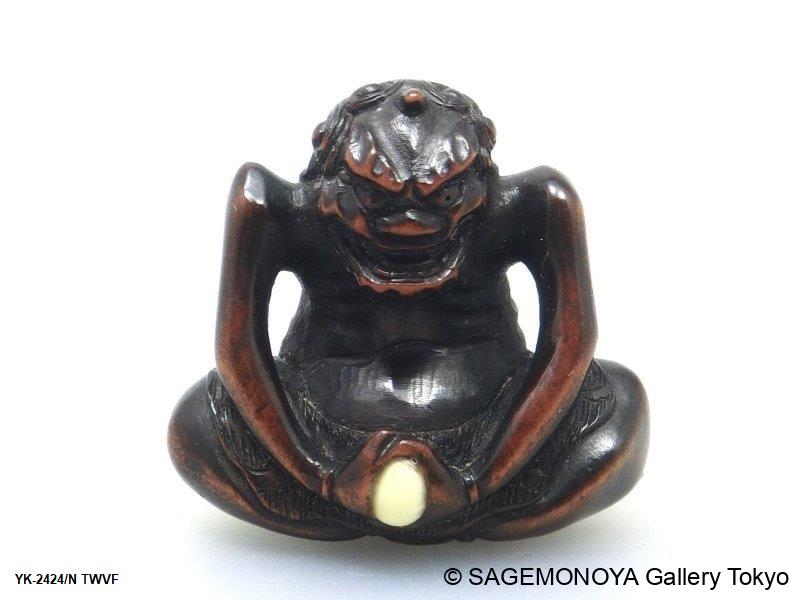 根付(netsuke)】陶器 瑠璃鉄釉鉄拐仙人根付 江戸時代 【根付(netsuke