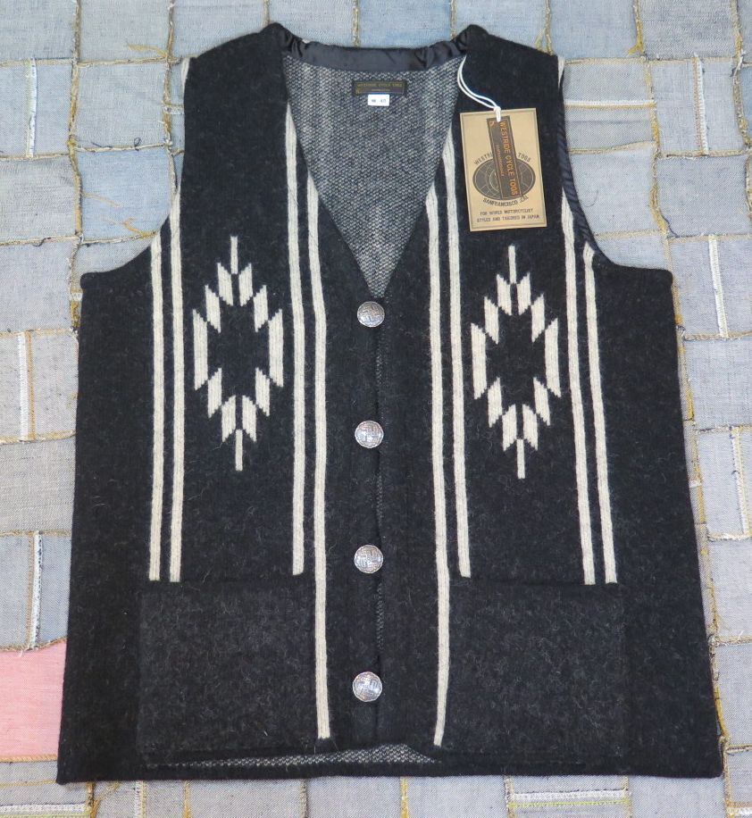 ウエストライド】 ウールチマヨベスト ブラック/クリーム WEST RIDE