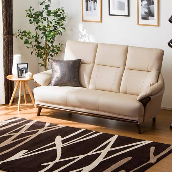 傷・汚れに強い 3人掛けソファ 合皮タイプ (コウテイ3 Nシールド BE