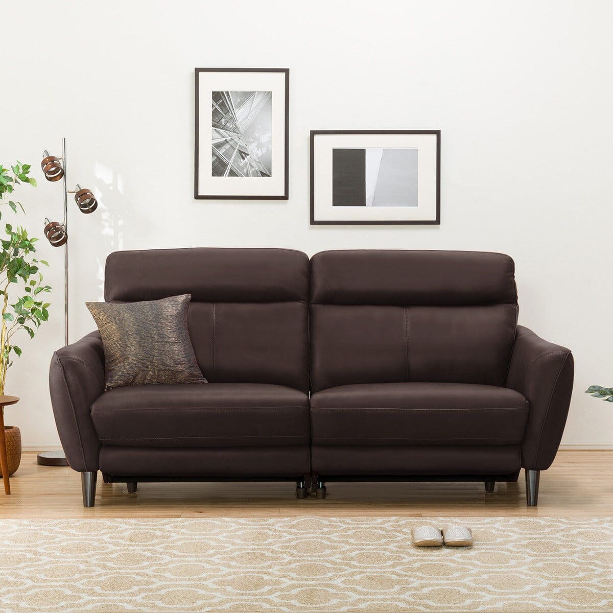 3人掛け両電動リクライニングソファ 本革(一部合成皮革)タイプ