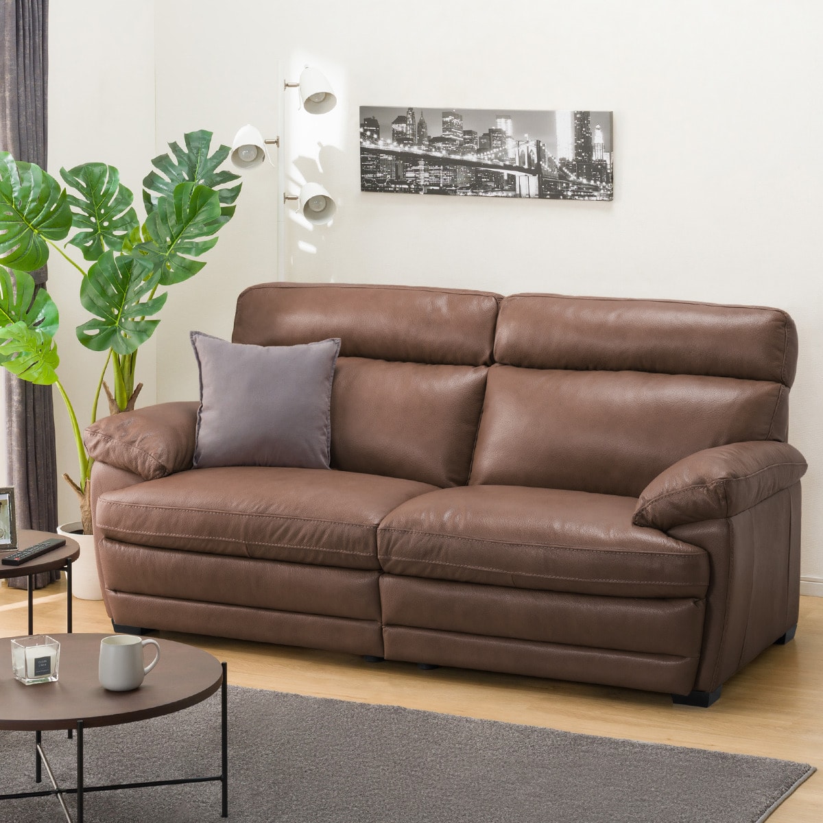 3人掛けソファ 本革タイプ (Z278KD DBR) | ニトリネット【公式】 家具