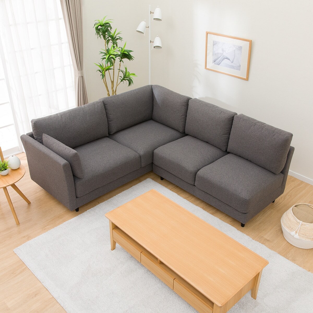 傷・汚れに強い コーナーソファセット 布張りタイプ (CS01 Nシールド H