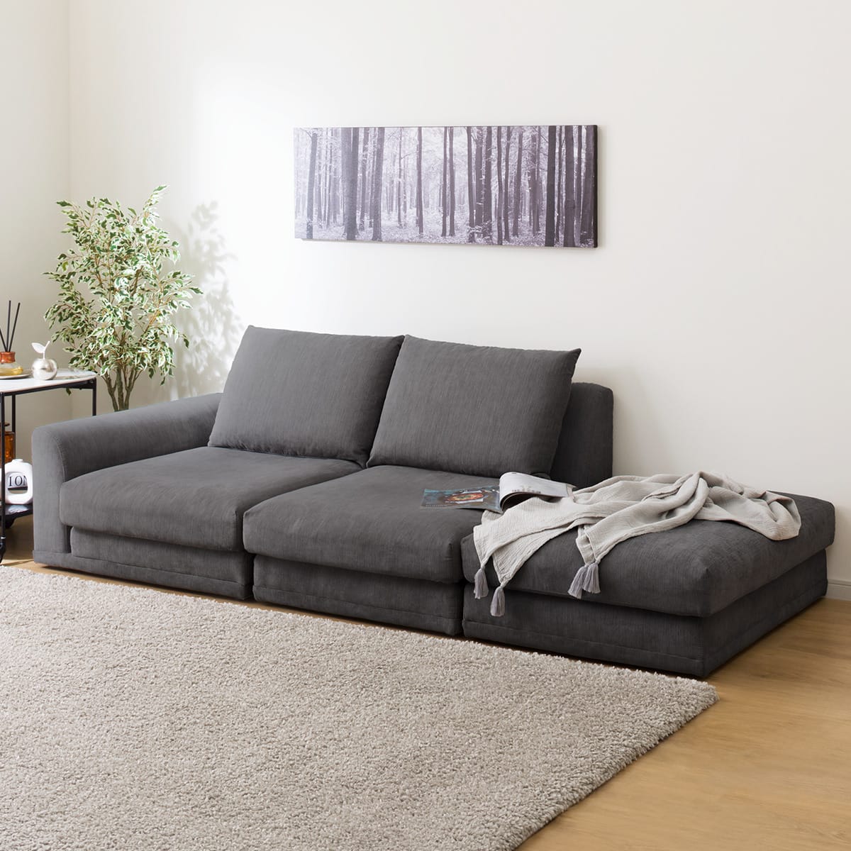 3人掛け片肘ローソファ 布張りタイプ (HM04 DGY) | ニトリネット【公式