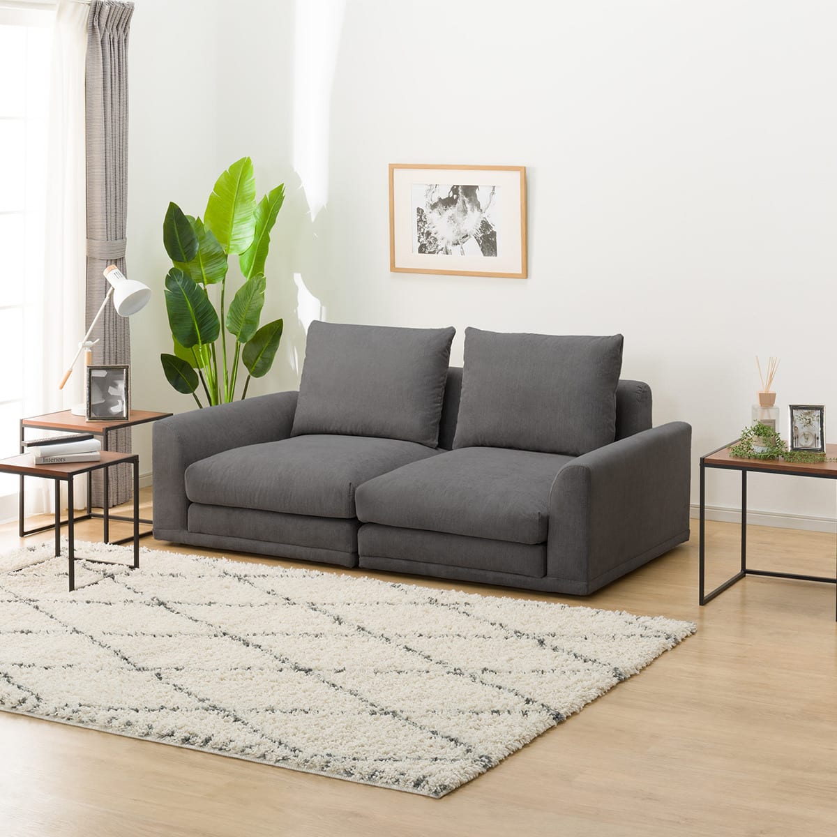 2人掛けローソファ 布張りタイプ (HM04 DGY) | ニトリネット【公式