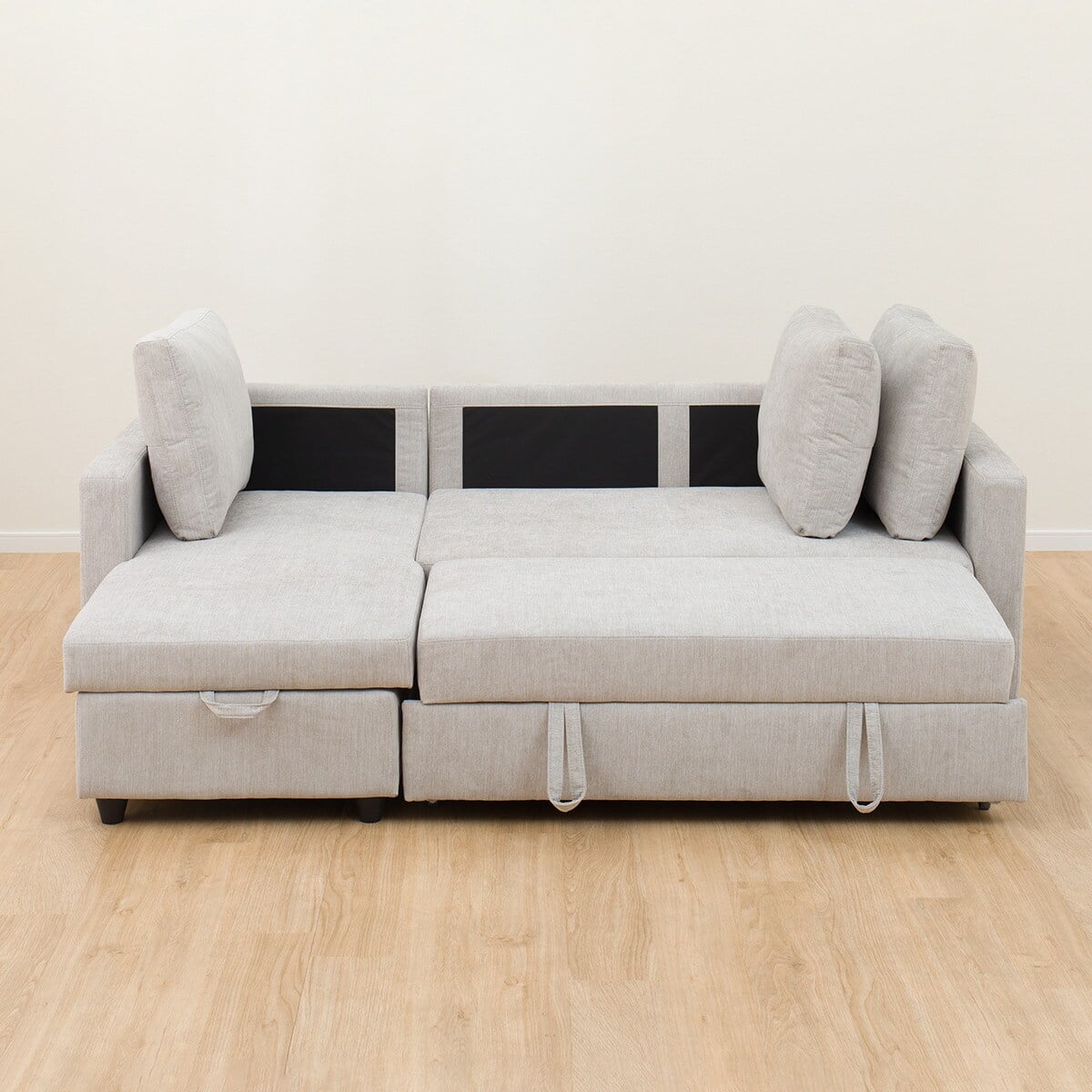 収納付きカウチソファベッド 布張りタイプ (ノアーク2 撥水加工 MO